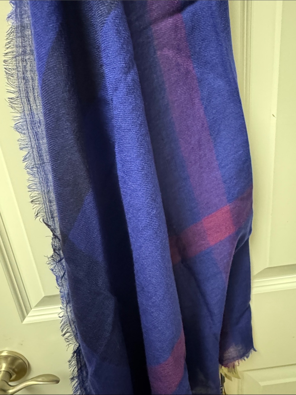Burberry Blue & Purple Mega Check Wool Scarf Wrap 100cm x 100cm - NWT - Picture 10 of 10